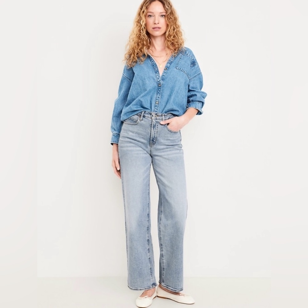 Old Navy Extra High-Wasted Wide Leg Jeans 2 Petite